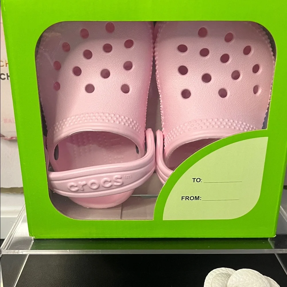 🆕CROCS Kids Light Pink Slippers size toddler c2/c/3 NWT